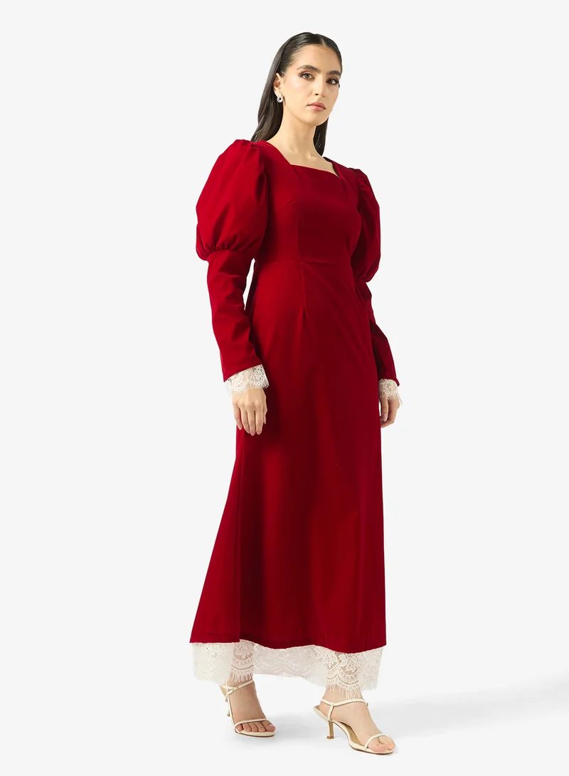 خزانة A-line Dress With Lace Trim